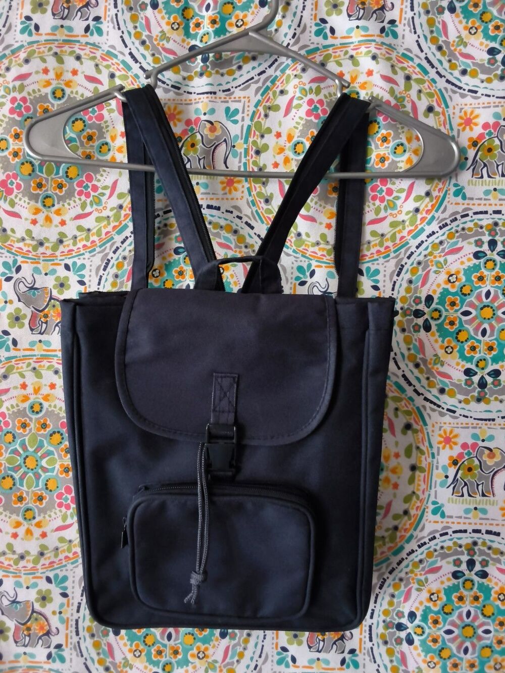 VINTAGE 1990s Y2K Yves Rocher Small Backpack Travel Bag Adjustable Navy Blue